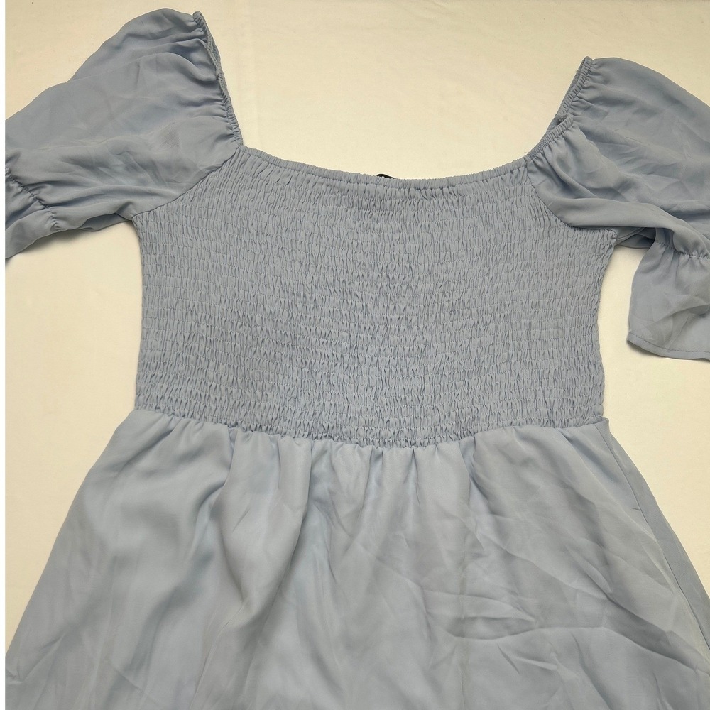 PrettyGarden Womens Smocked Flutter Sleeve Ruffle Midi Dress Size L Light Blue - Picture 5 of 11